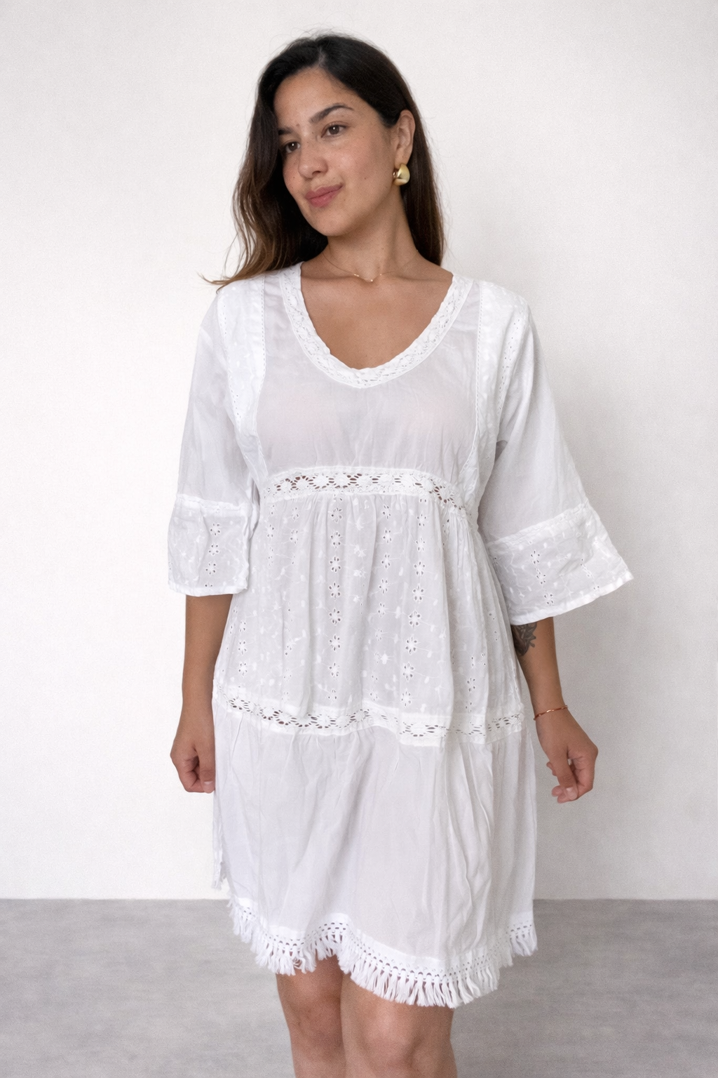 Vestidoblancotunicaloung